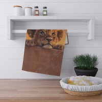 Load image into Gallery viewer, Curious Lion Cub Tea Towel | Cute Wildlife Kitchen Towel