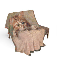 Load image into Gallery viewer, Peekaboo Tabby Cat Woven Blanket | Personalized Name Option, Cozy Throw
