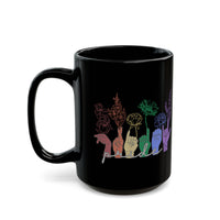 Load image into Gallery viewer, Pride Floral Hands Mug | Black Ceramic Rainbow Bouquet Mug