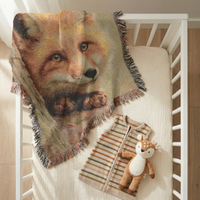 Load image into Gallery viewer, Fox Throw Blanket – Woven Vintage Tapestry for Woodland Nursery