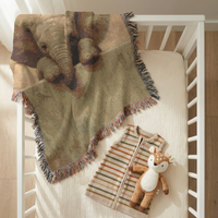 Load image into Gallery viewer, Elephant Throw Blanket – Safari Nursery Woven Cotton Gift