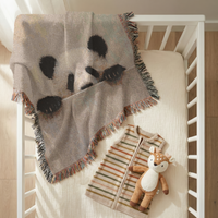 Load image into Gallery viewer, Panda Woven Blanket – Soft Cotton Throw for Nursery Gifts