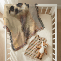 Load image into Gallery viewer, Meerkat Throw Blanket – Woven Cotton Wildlife Tapestry Wall Hanging