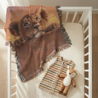 Load image into Gallery viewer, Lion Throw Blanket – Handwoven Cub Design Safari Nursery Wall Hanging