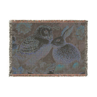Load image into Gallery viewer, Barn Owl and Rabbit Woven Blanket | Vintage Tapestry Animal Throw