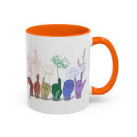 Load image into Gallery viewer, Rainbow ASL Hands with Flowers Mug | Accent Coffee Mug
