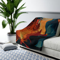 Load image into Gallery viewer, Howling Wolf Campfire Sherpa Blanket | Moonlit Forest Fleece