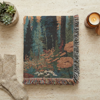 Load image into Gallery viewer, Forest Tapestry Blanket – Woven Moon Landscape Rustic Cabin Throw