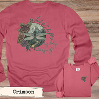 Load image into Gallery viewer, Outdoor Adventure Sweatshirt Hiking Comfort Wear Nature Inspired Design Dragonfly Floral Pattern Mountain Scenery Aesthetic Inspirational Quote Hoodie What If You Fly Message Cozy Trail Clothing Gift For Woman Hiker Vintage Nature Lover