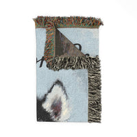 Load image into Gallery viewer, Personalized Husky Puppy Woven Blanket | Custom Name Throw, Pet Portrait Decor