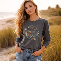Load image into Gallery viewer, Woodland Forest Pattern Long Sleeve Shirt Mandala Graphic Design Bohemian Mens Tee Nature Inspired Clothing Hippie Style Fashion Geometric Art Tree Motifs Comfortable Cotton Construction Casual Outdoor Wear Vintage Aesthetic Free Spirited