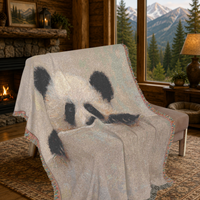 Load image into Gallery viewer, Panda Woven Blanket – Soft Cotton Throw for Nursery Gifts