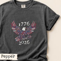 Load image into Gallery viewer, Vintage Eagle Graphic Shirt America 250 Commemorative Design 1776 2026 Anniversary Apparel Distressed Patriotic Clothing Heritage Americana Style Classic Freedom Symbol Outdoor Adventure Wear Hiking Camping Shirt Perfect Independence Day