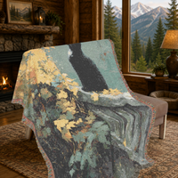 Load image into Gallery viewer, Black Cat Tapestry – Handwoven Cottagecore Throw Blanket
