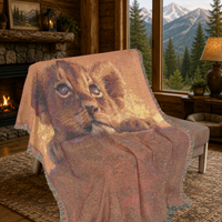 Load image into Gallery viewer, Lion Throw Blanket – Handwoven Cub Design Safari Nursery Wall Hanging