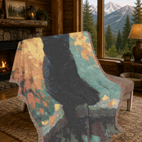 Load image into Gallery viewer, Black Cat Blanket – Handwoven Cotton Throw with Boho Mosaic Design