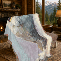 Load image into Gallery viewer, Snowy Owl Woven Blanket | Woodland Bird Throw, Rustic Home Decor