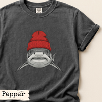 Load image into Gallery viewer, Tiger Shark Beanie Shirt Funny Coastal Adventure Ocean Art