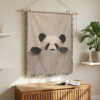 Load image into Gallery viewer, Panda Woven Blanket – Soft Cotton Throw for Nursery Gifts