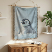 Load image into Gallery viewer, Penguin Woven Blanket – Cotton Throw Tapestry Nursery Wall Art