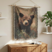 Load image into Gallery viewer, Bear Throw Blanket – 100% Cotton Woven Rustic Cabin Wildlife Tapestry