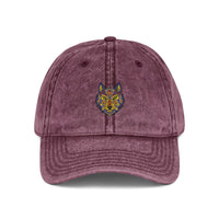 Load image into Gallery viewer, Vintage Embroidered Wolf Cap — Distressed Grey Baseball Hat