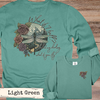 Load image into Gallery viewer, Hiking Gift For Woman Inspirational Sweatshirt Dragonfly Nature Design Vintage Aesthetic Hoodie Mountain Path Scenery What If You Fly Quote Outdoor Adventure Comfort Wear Floral Pattern Clothing Cozy Trail Essential Nature Lover Apparel