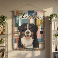 Load image into Gallery viewer, Custom Pet Blanket – Woven Cotton Personalized Portrait Throw