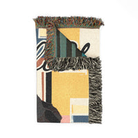 Load image into Gallery viewer, Bernese Mountain Dog Throw Woven Blanket | Retro Geometric Dog Portrait