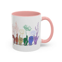 Load image into Gallery viewer, Rainbow ASL Hands with Flowers Mug | Accent Coffee Mug