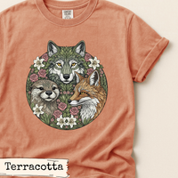 Load image into Gallery viewer, Woodland Animal Art – Wolf Fox Otter Botanical Floral Nature Print