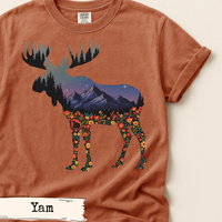 Load image into Gallery viewer, Moose Mountain Night Art Design | Floral Forest Silhouette | Woodland Wildlife | Nature-Inspired Graphic | Rustic Cabin Aesthetic