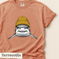 Load image into Gallery viewer, Shark Beanie Shirt Funny Coastal Adventure Great White Tee