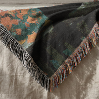Load image into Gallery viewer, Black Cat Blanket – Handwoven Cotton Throw with Boho Mosaic Design