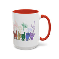 Load image into Gallery viewer, Rainbow ASL Hands with Flowers Mug | Accent Coffee Mug