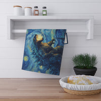 Load image into Gallery viewer, Starry Night Mythical Beast Tea Towel | Van Gogh Style Monster Kitchen Towel