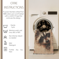 Load image into Gallery viewer, Raccoon Woven Blanket – 100% Cotton Wildlife Throw