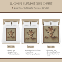 Load image into Gallery viewer, Giraffe Nursery Blanket – Woven Cotton Boho Safari Throw with Fringe