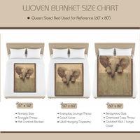 Load image into Gallery viewer, Elephant Throw Blanket – Safari Nursery Woven Cotton Gift