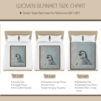 Load image into Gallery viewer, Penguin Woven Blanket – Cotton Throw Tapestry Nursery Wall Art