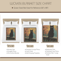 Load image into Gallery viewer, Black Cat Blanket – Handwoven Cotton Throw with Boho Mosaic Design