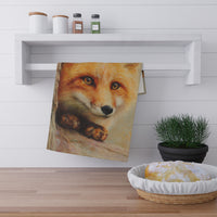 Load image into Gallery viewer, Red Fox Portrait Tea Towel | Fox Face Kitchen Towel