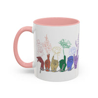 Load image into Gallery viewer, Rainbow ASL Hands with Flowers Mug | Accent Coffee Mug