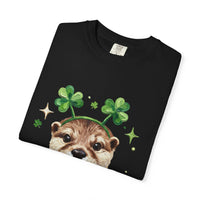Load image into Gallery viewer, Otter Wearing Shamrocks T-shirt | St. Patrick's Day Lucky Elephant Tee