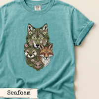 Load image into Gallery viewer, Botanical Wildlife Art Fox Wolf Otter Nature Print Woodland Animal Illustration Forest Creatures Design Intricate Floral Pattern Cottagecore Wall Art Rustic Home Styling Perfect Hiker Gift Nature Lover Present Cabin Wall Display Outdoor