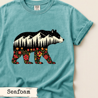 Load image into Gallery viewer, Floral Bear Nature Design, Mountain Bear Artwork, Woodland Wildlife Graphic, Rustic Outdoor Aesthetic, Gift for Nature Lovers