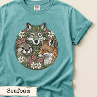 Load image into Gallery viewer, Forest Wildlife Illustration Woodland Animal Print Wolf Fox Otter Art Design Botanical Nature Scene Wildflower Elements Rustic Outdoor Adventure Theme Cottagecore Home Styling Perfect Gift Mountain Cabin Display Nature Lover Collection