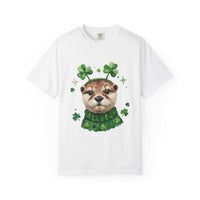 Load image into Gallery viewer, Otter Wearing Shamrocks T-shirt | St. Patrick's Day Lucky Elephant Tee