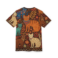 Load image into Gallery viewer, Boho Cat Tshirt – Folk Art Design with Vintage Autumn Florals