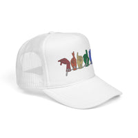Load image into Gallery viewer, Pride ASL Hands Foam Trucker Hat | Rainbow Sign Language Cap